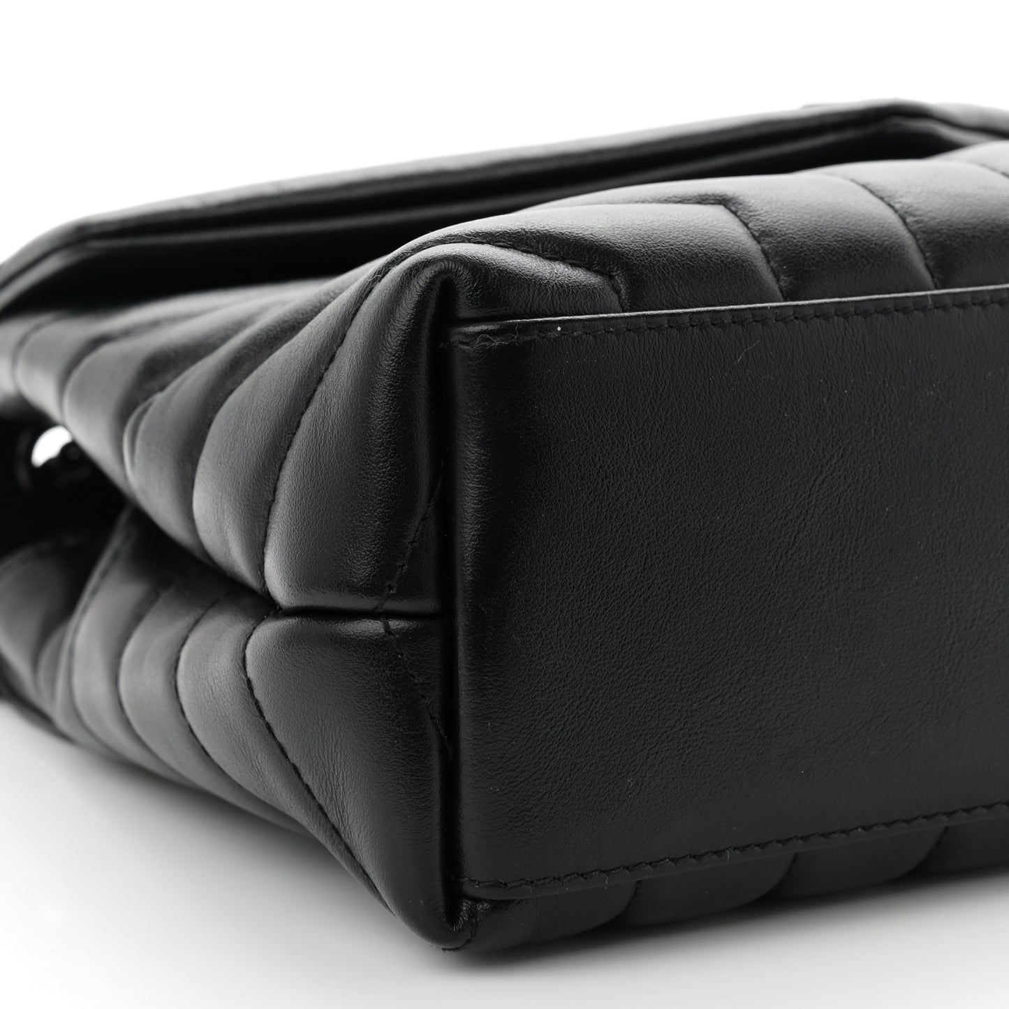 Calfskin Y Quilted Monogram Monochrome Small Loulou Chain Satchel Black