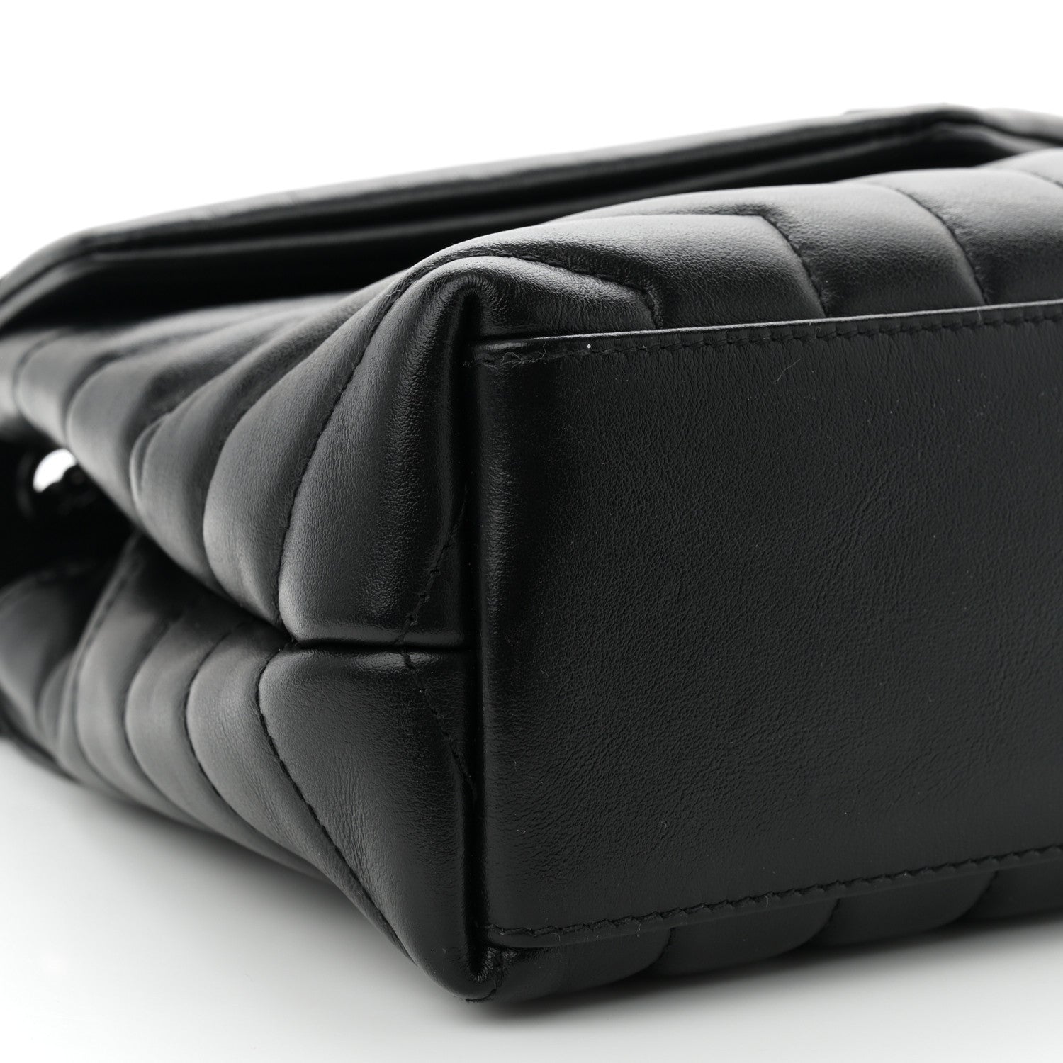 Saint Laurent Calfskin Y Quilted Monogram Monochrome Small Loulou Chain Satchel Black 8 of 9
