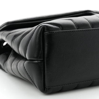 Saint Laurent Calfskin Y Quilted Monogram Monochrome Small Loulou Chain Satchel Black 8 of 9