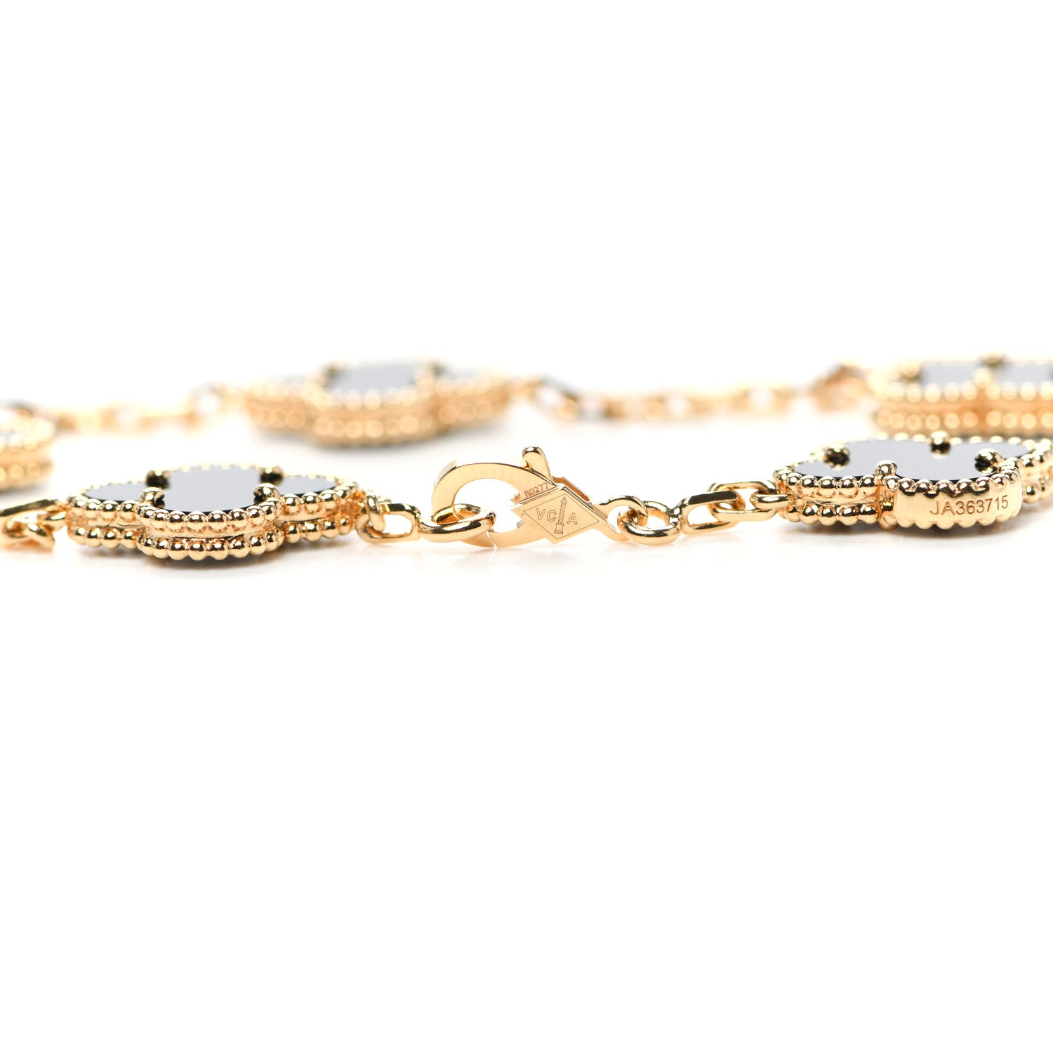 Van Cleef & Arpels 18K Yellow Gold Black Onyx 5 Motifs Vintage Alhambra Bracelet 4 of 8