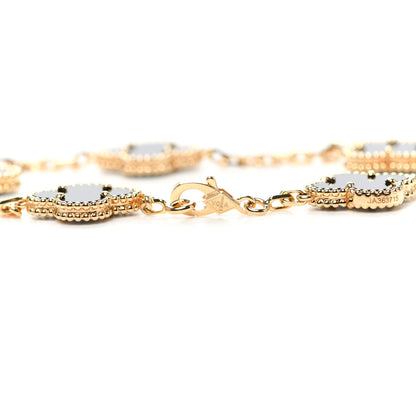 Van Cleef & Arpels 18K Yellow Gold Black Onyx 5 Motifs Vintage Alhambra Bracelet 4 of 8