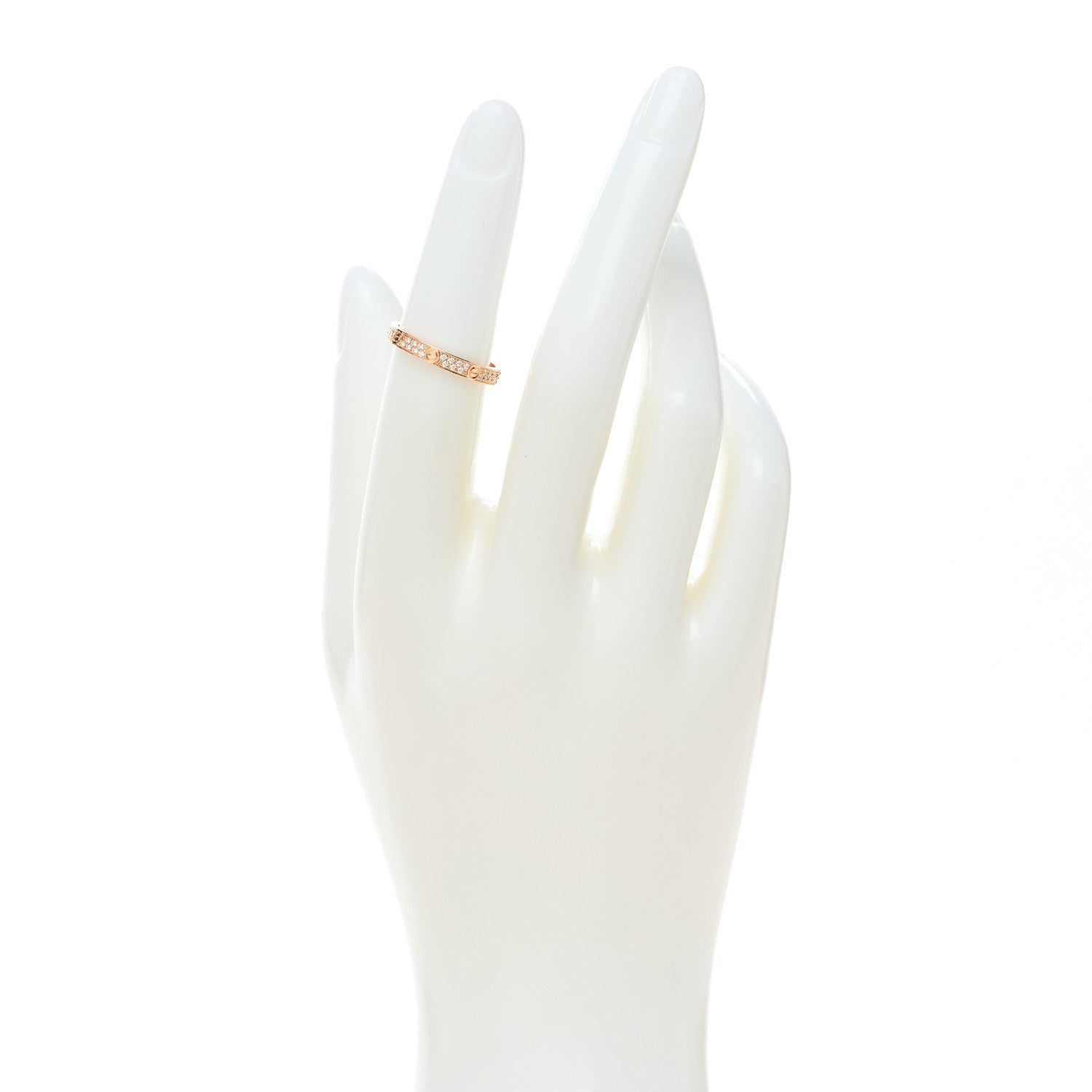 Cartier 18K Pink Gold Diamond 2.6mm LOVE Wedding Paved Band Ring 50 5.25 2 of 6