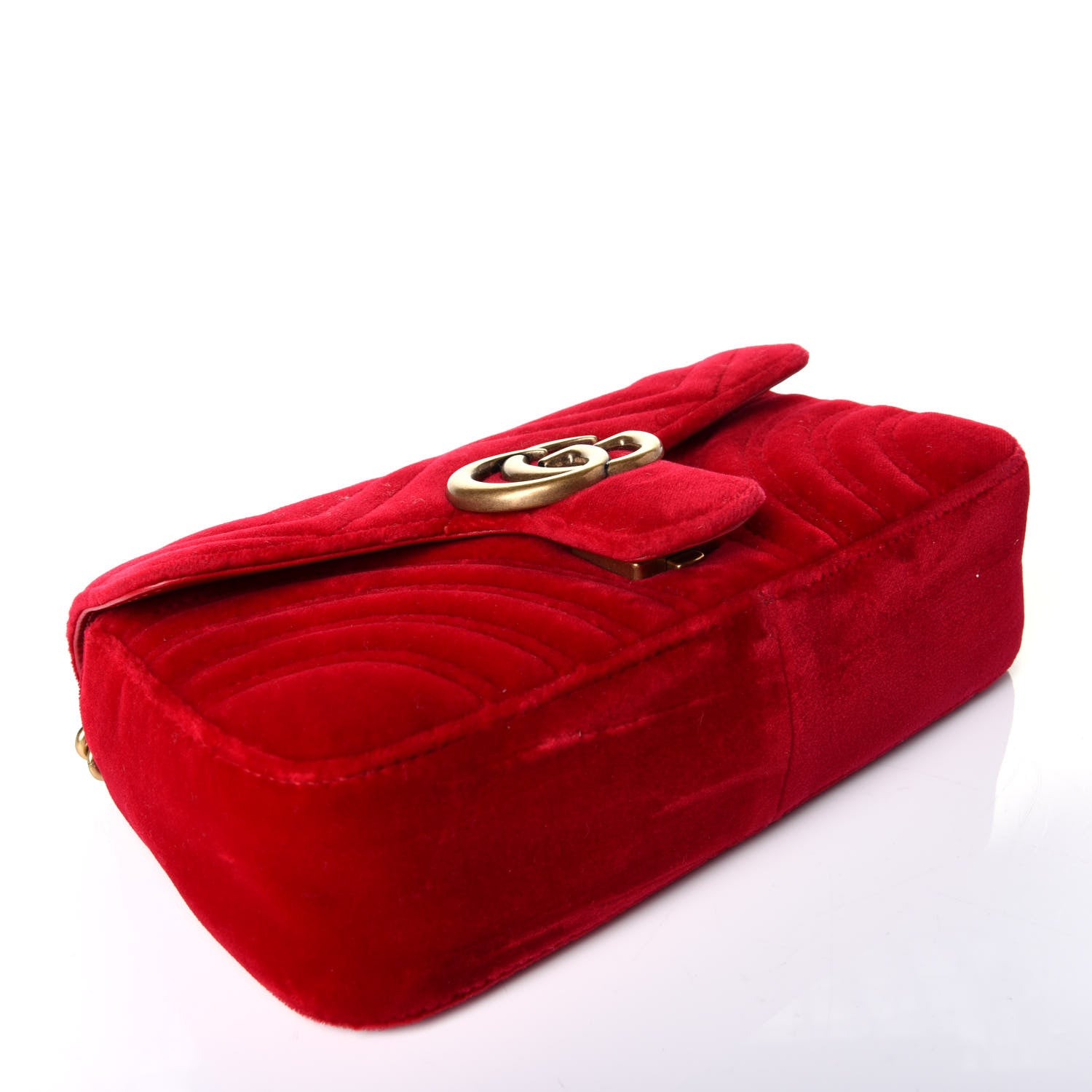 Gucci Velvet Matelasse Mini GG Marmont Shoulder Bag Hibiscus Red 5 of 10