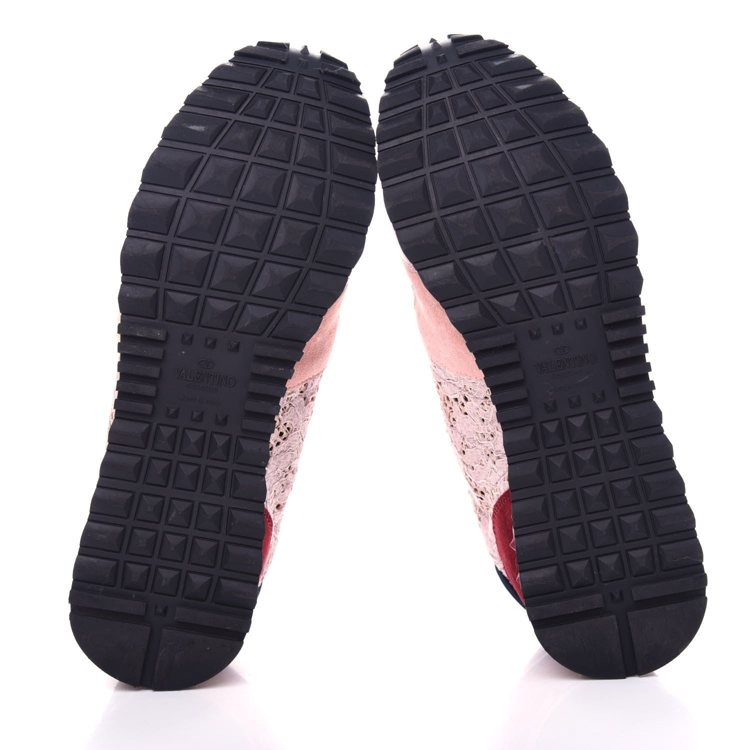 Valentino Garavani Macrame Lace Suede Womens Rockrunner Sneakers 41 Water Rose Multicolor 6 of 10