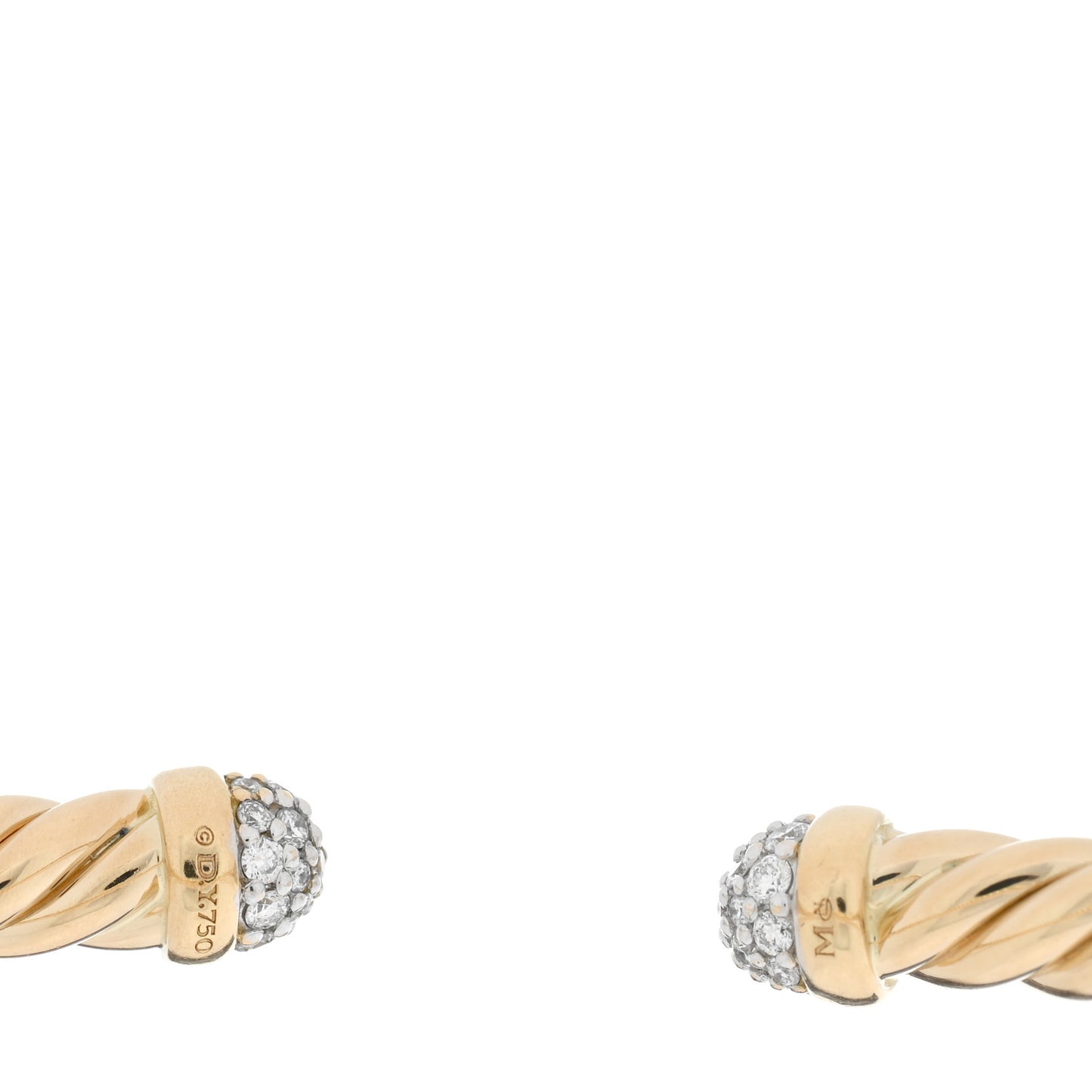 18K Yellow Gold Diamond 4mm Cable Flex Cuff Bracelet