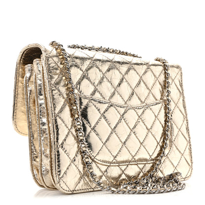 Chanel Metallic Crackled Calfskin Medium Clam's Pocket Flap Gold 3 of 14