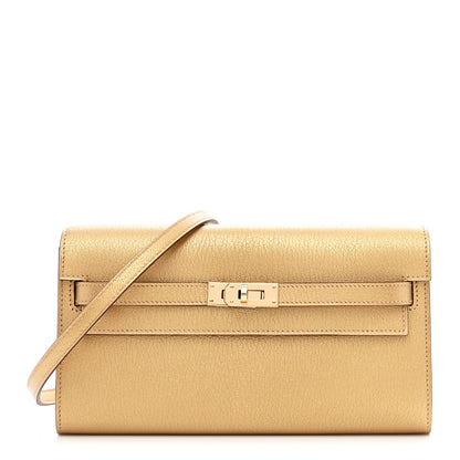 Hermes Metallic Chevre Chamkilight Kelly Wallet To Go Dore 1 of 11
