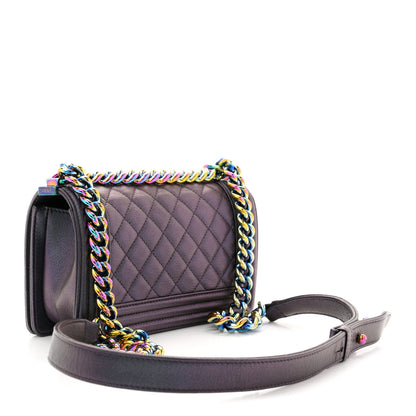 Chanel Iridescent Goatskin Quilted Small Boy Flap Purple 3 of 10