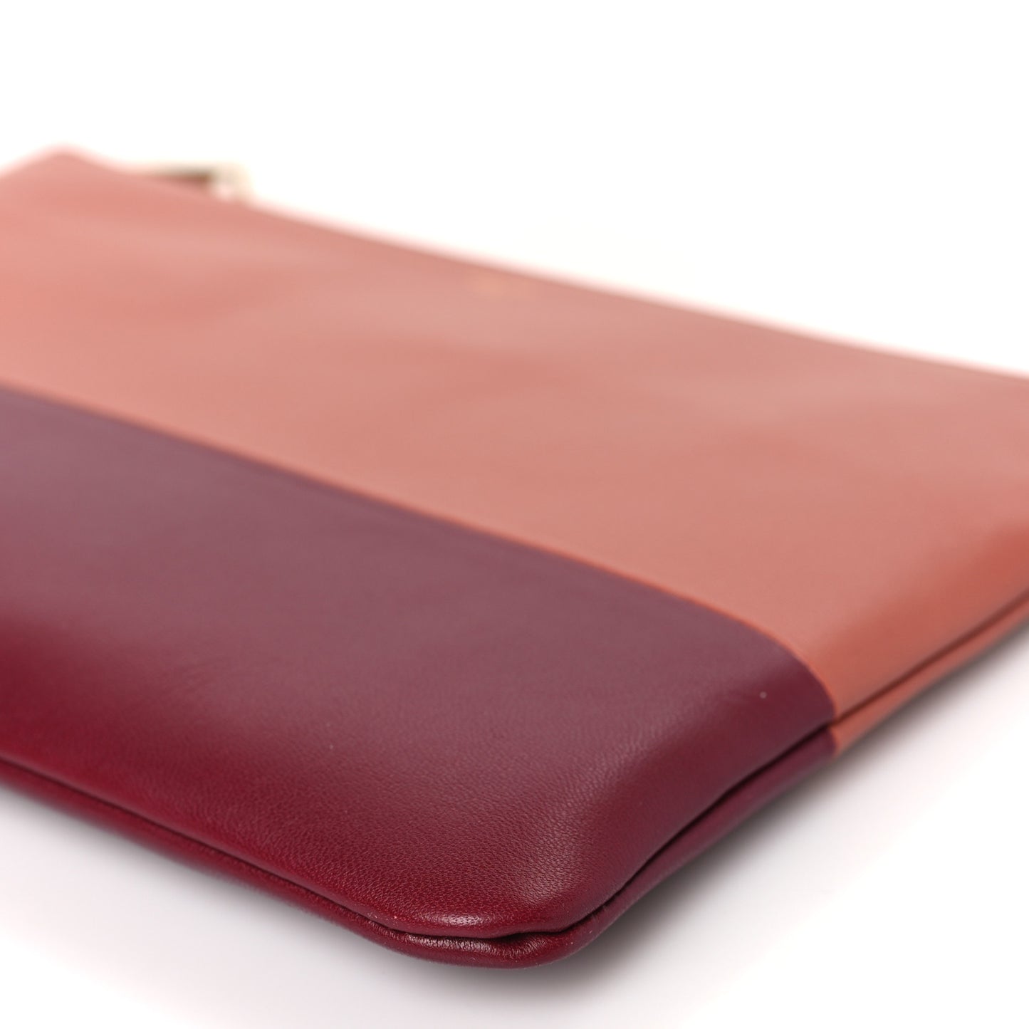 Lambskin Bi-Color Solo Clutch Pouch Terracotta