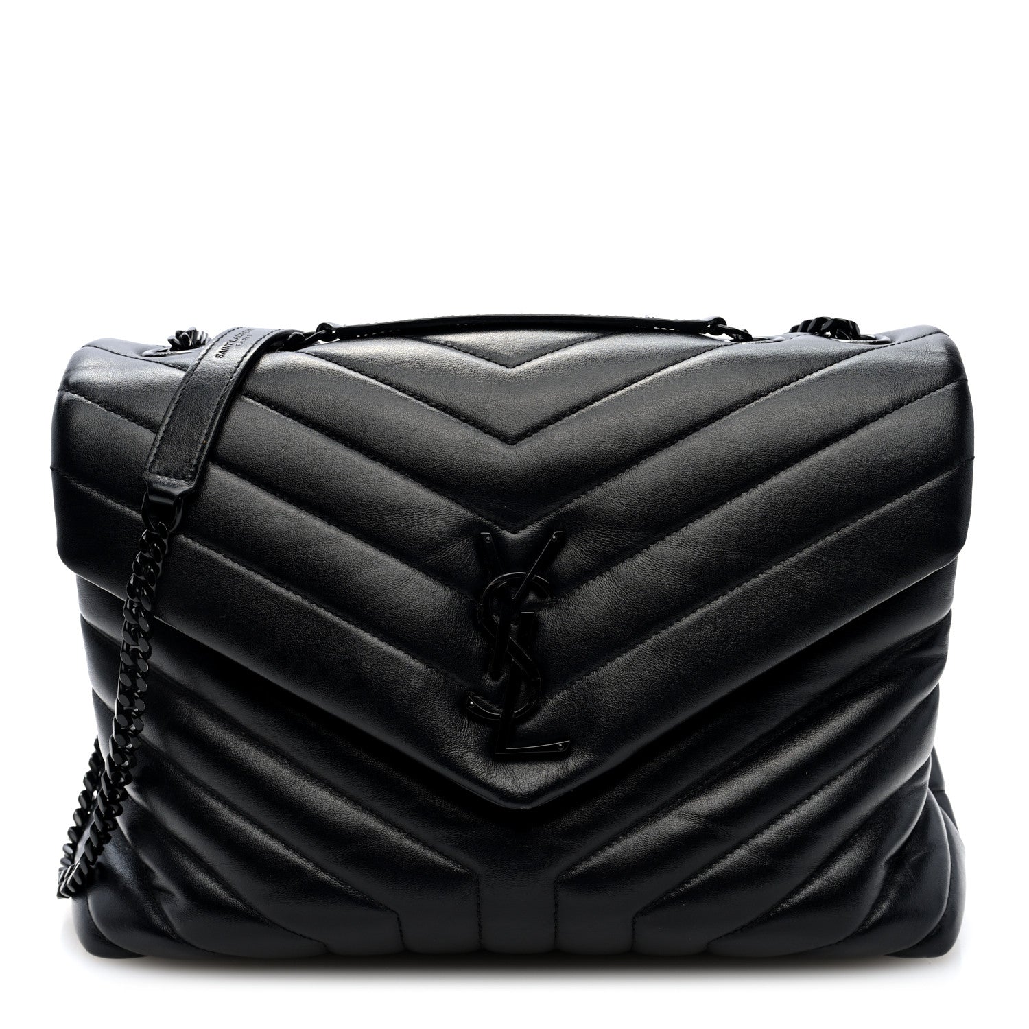 Saint Laurent Calfskin Y Quilted Monogram Monochrome Medium Loulou Chain Satchel Black 1 of 9