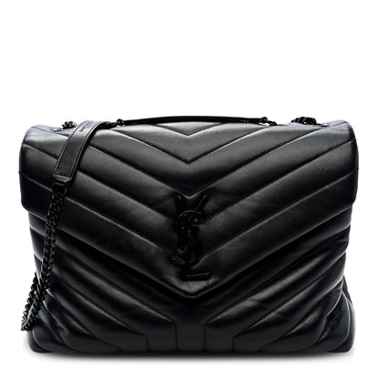 Saint Laurent Calfskin Y Quilted Monogram Monochrome Medium Loulou Chain Satchel Black 1 of 9