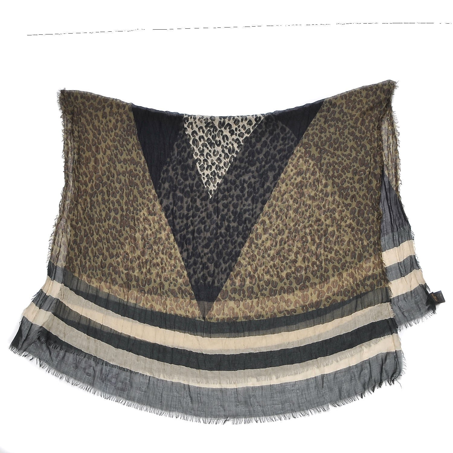 Louis Vuitton Cashmere Silk Leopard V Stole Kaki Vanilla 4 of 9