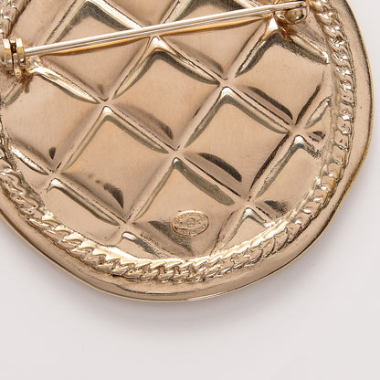 Chanel Quilted CC Brooch Pin Gold 4 of 4