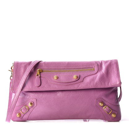 Balenciaga Agneau Giant 12 Gold Hardware Envelope Strap Clutch Rose Berlingot 1 of 9