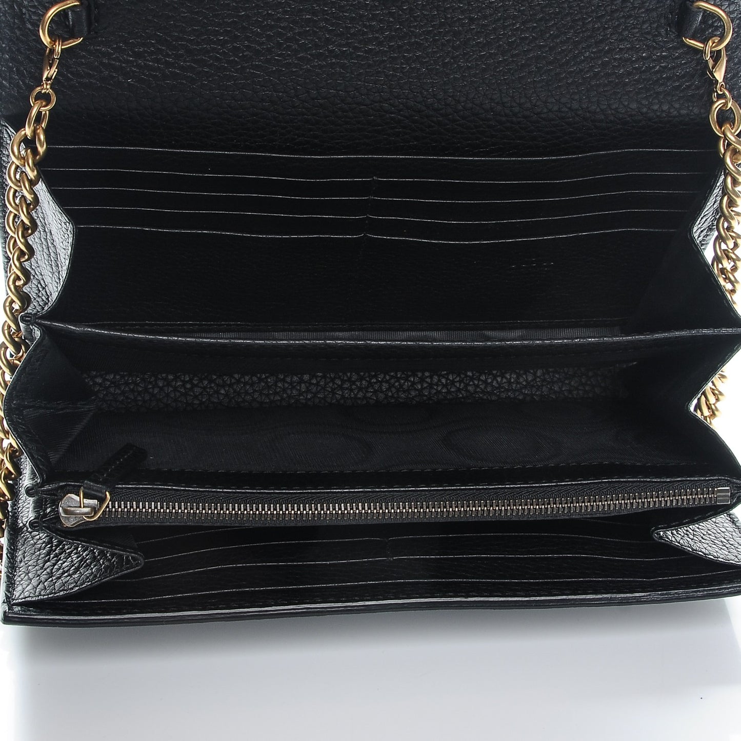 Calfskin GG Marmont Chain Wallet Black
