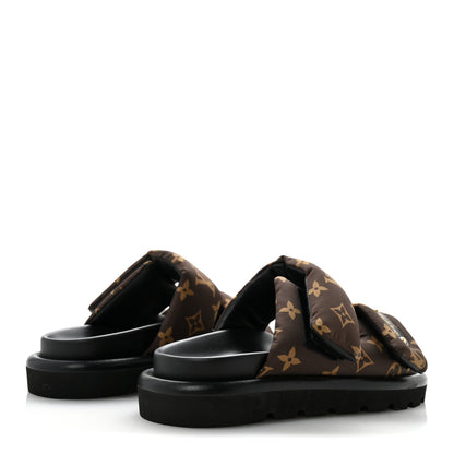 Louis Vuitton Nylon Monogram LV Pool Pillow Flat Comfort Mule 37 Cacao Brown 5 of 11