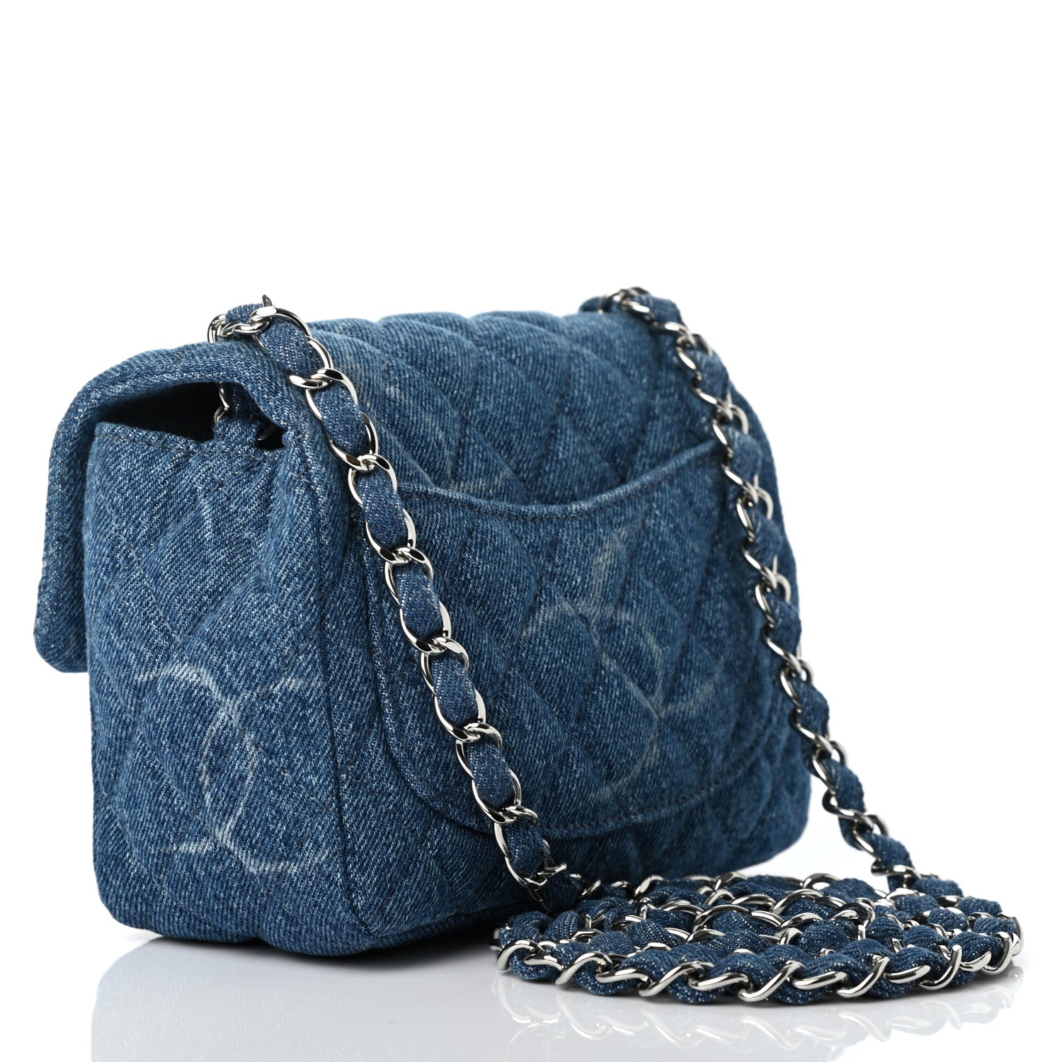 Chanel Denim CC Quilted Mini Square Flap Blue 2 of 9