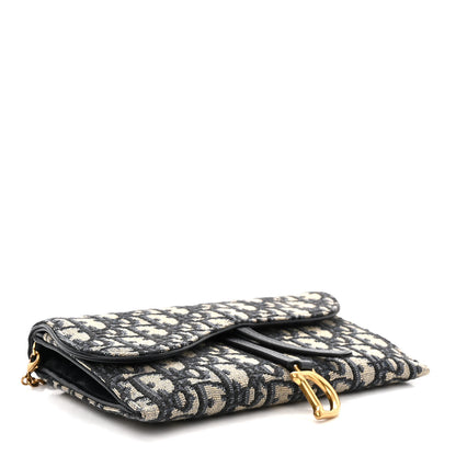 Christian Dior Oblique Saddle Chain Long Wallet Blue 5 of 14