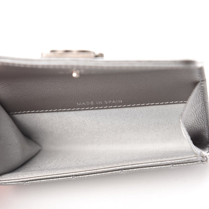 Chanel Metallic Caviar Quilted Boy Card Holder Wallet Silver 5 of 9