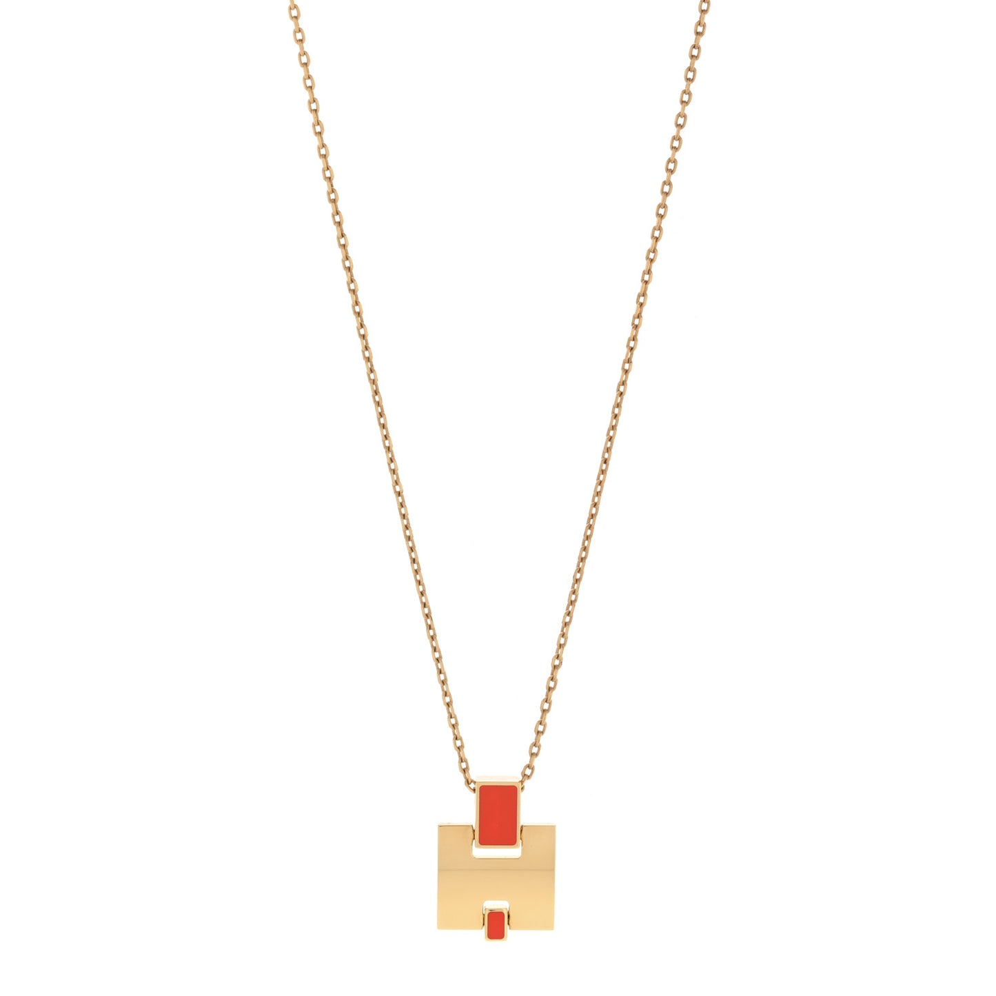 Gold Plated Lacquered Eileen Pendant Necklace Orange Fonce