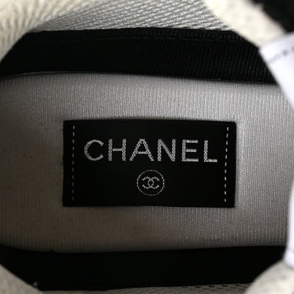 Chanel Mesh Suede Calfskin Grained Calfskin Mens CC Sneakers 44 Black White 7 of 11