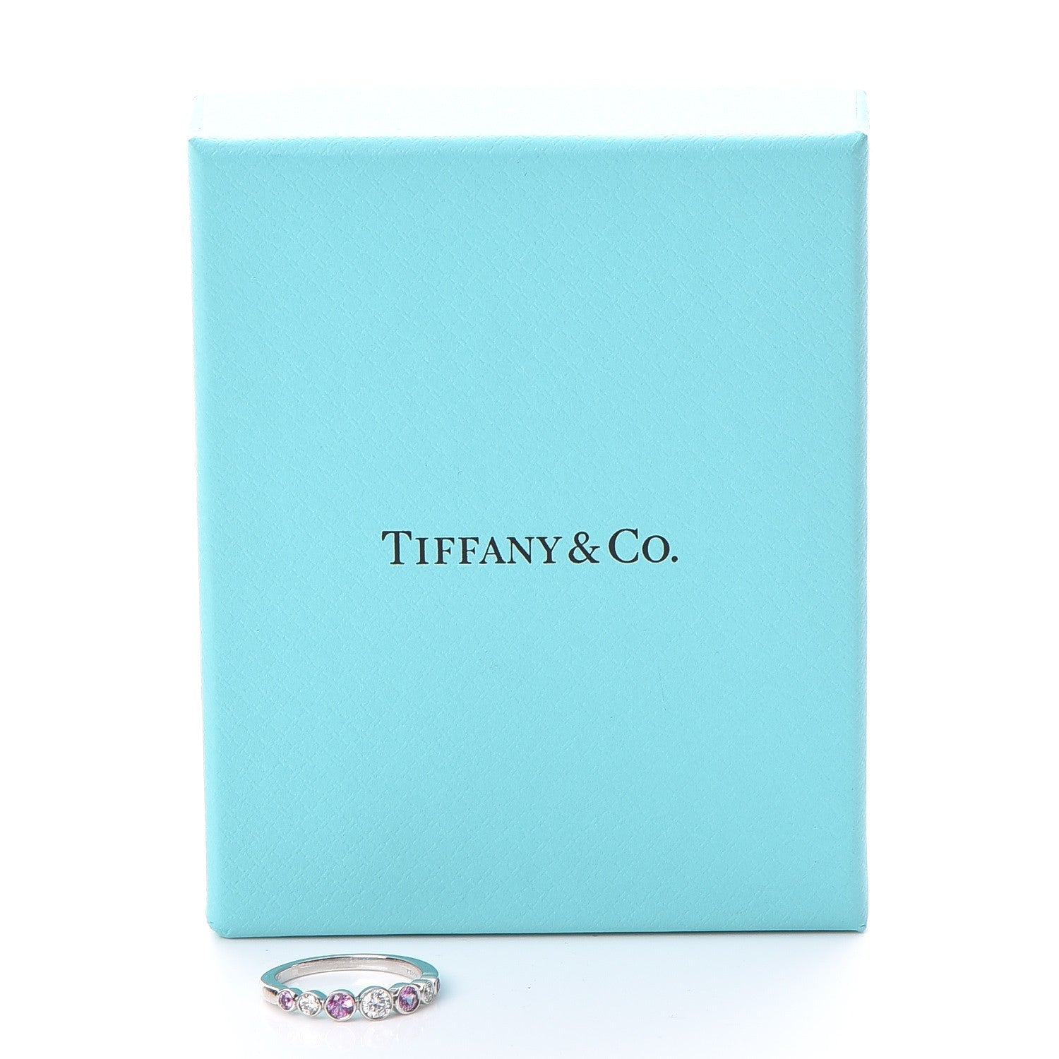 Tiffany Platinum Diamond Pink Sapphire Jazz Ring 52.5 6.25 8 of 8