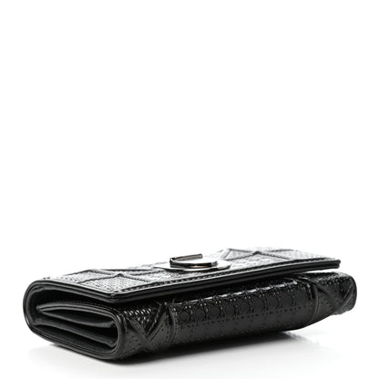Christian Dior Metallic Patent Micro-Cannage Diorama Elancee Wallet Onyx Black 4 of 6