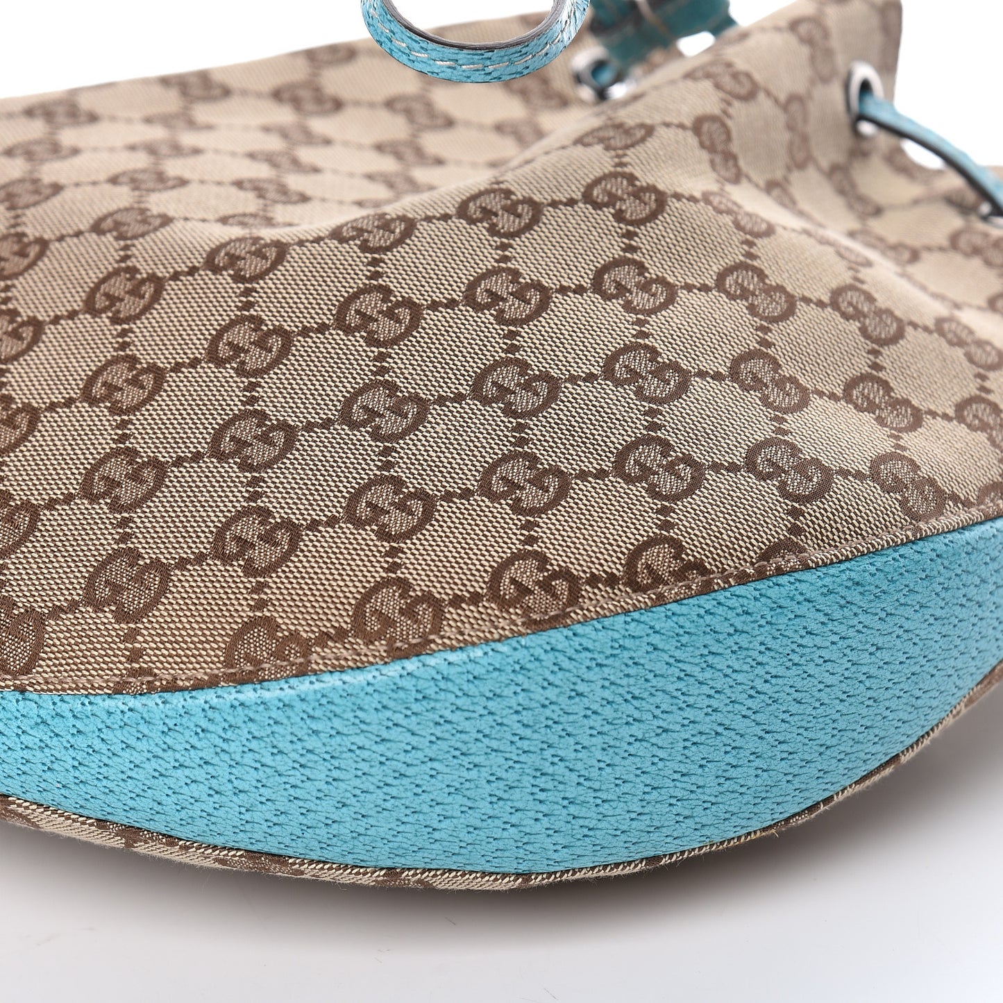 Monogram Drawstring Hobo Turquoise