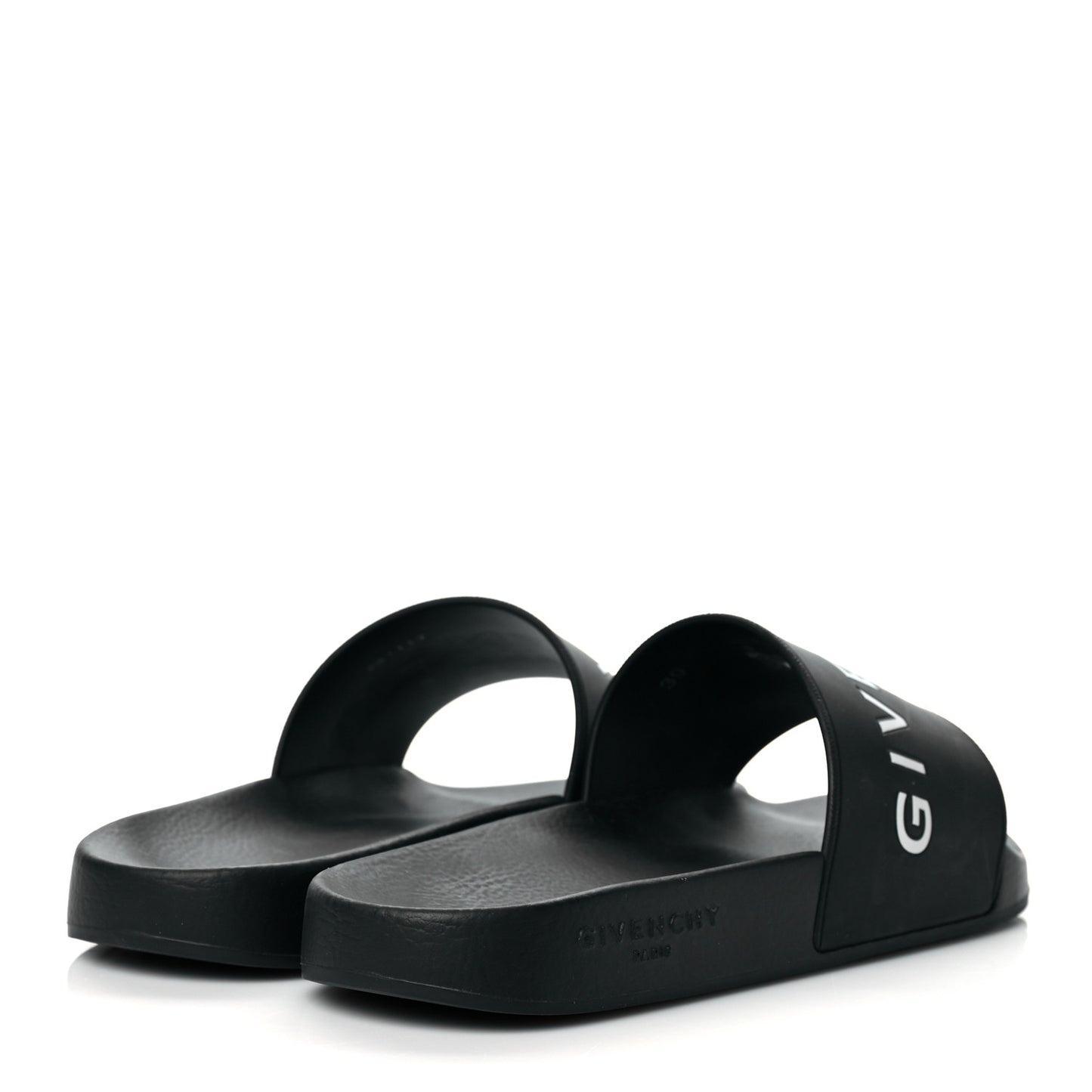 Rubber Logo Pool Slide Sandals 39 Black