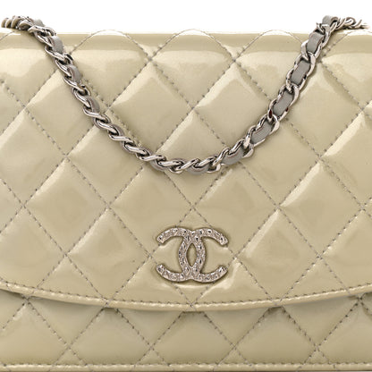 Chanel Patent Quilted Brilliant Wallet On Chain WOC Silver 9 of 14