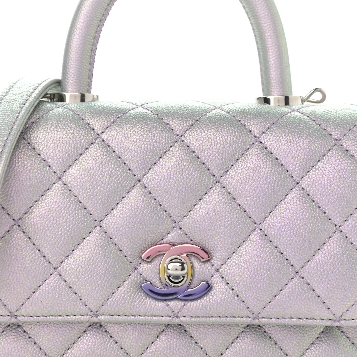 Chanel Iridescent Caviar Quilted Extra Mini Coco Handle Flap Purple 8 of 13