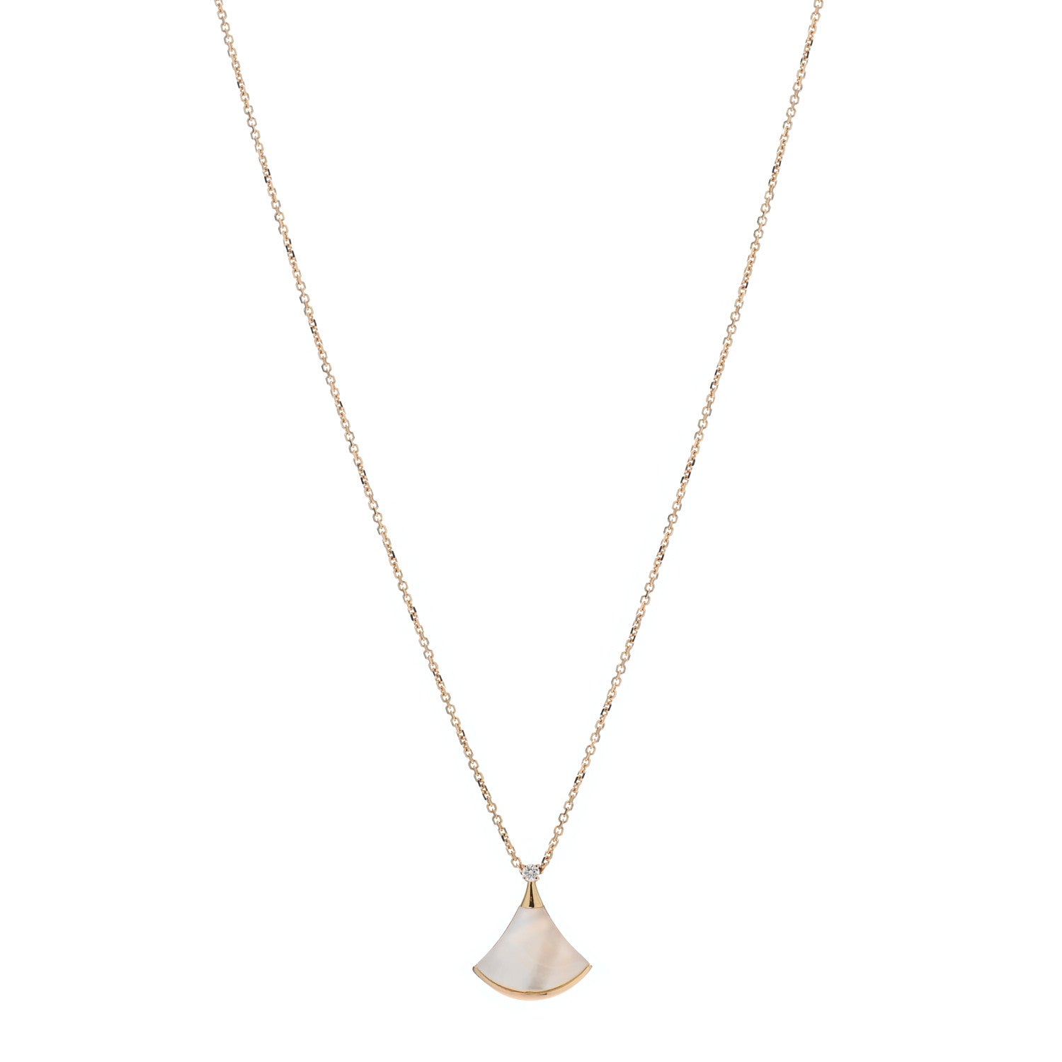 Bulgari 18K Rose Gold Diamond Mother of Pearl Small Divas' Dream Pendant Necklace 1 of 5