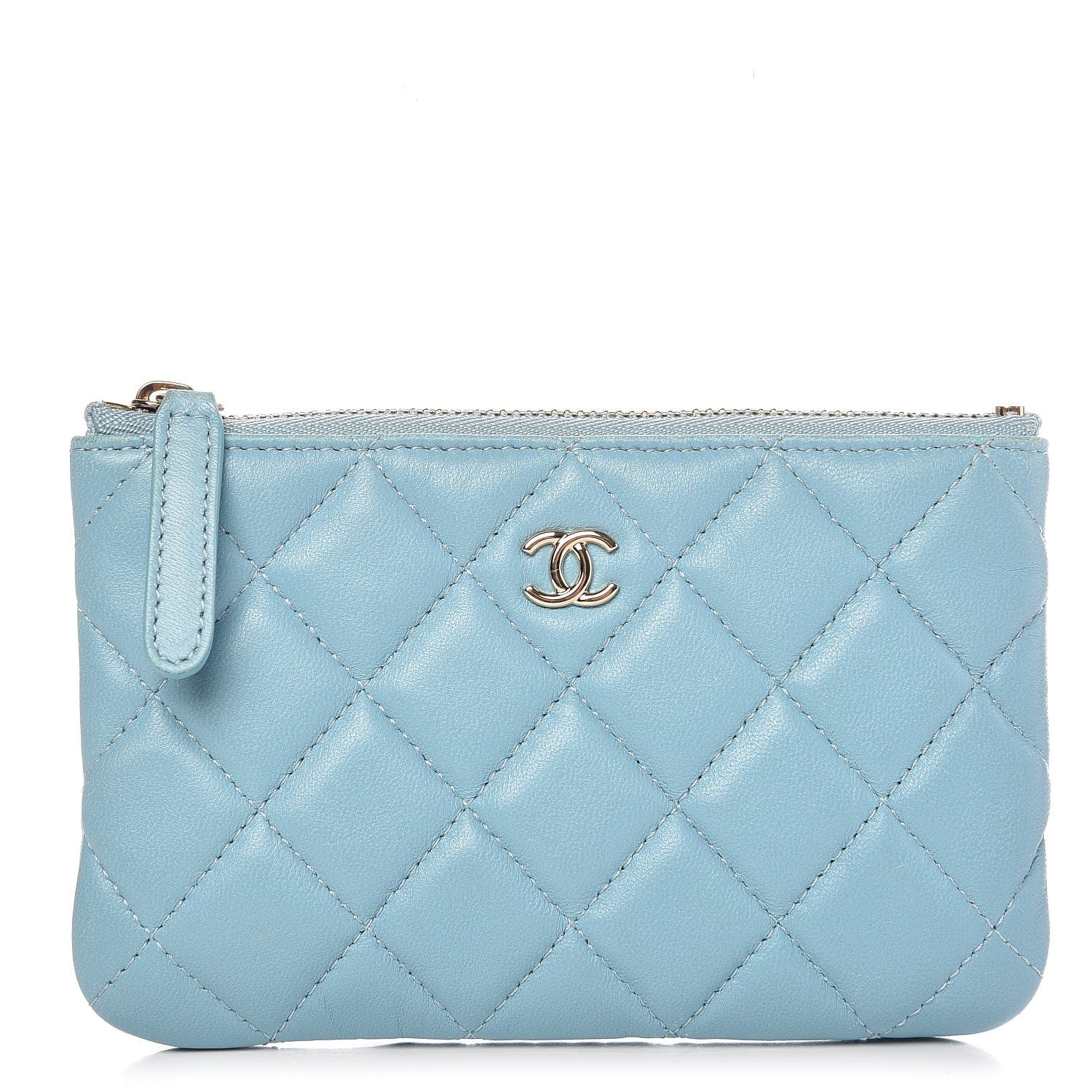 Chanel Lambskin Quilted Small Cosmetic Case Blue 1 of 7