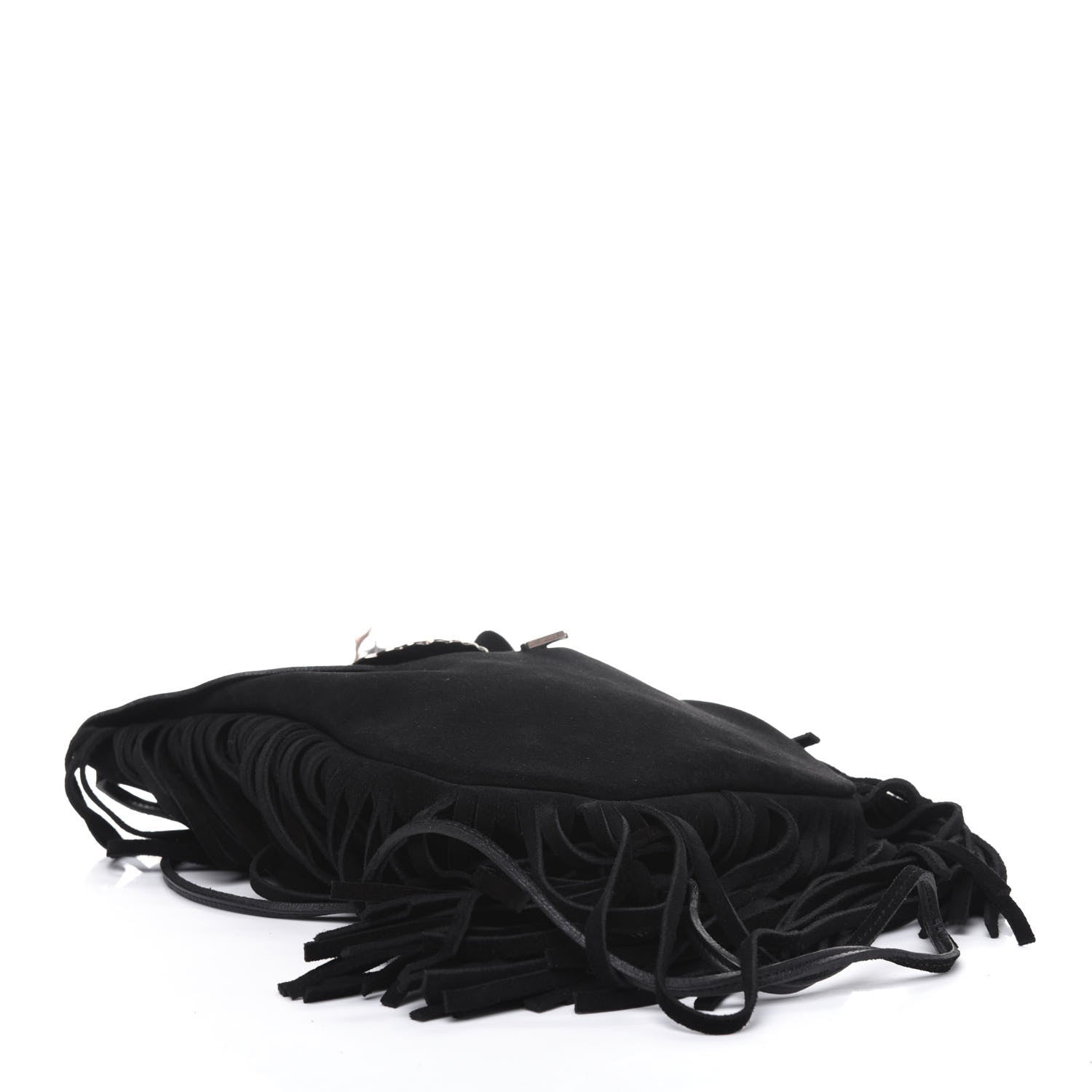 Saint Laurent Suede Fringe Flat Anita Crossbody Bag Black 4 of 16