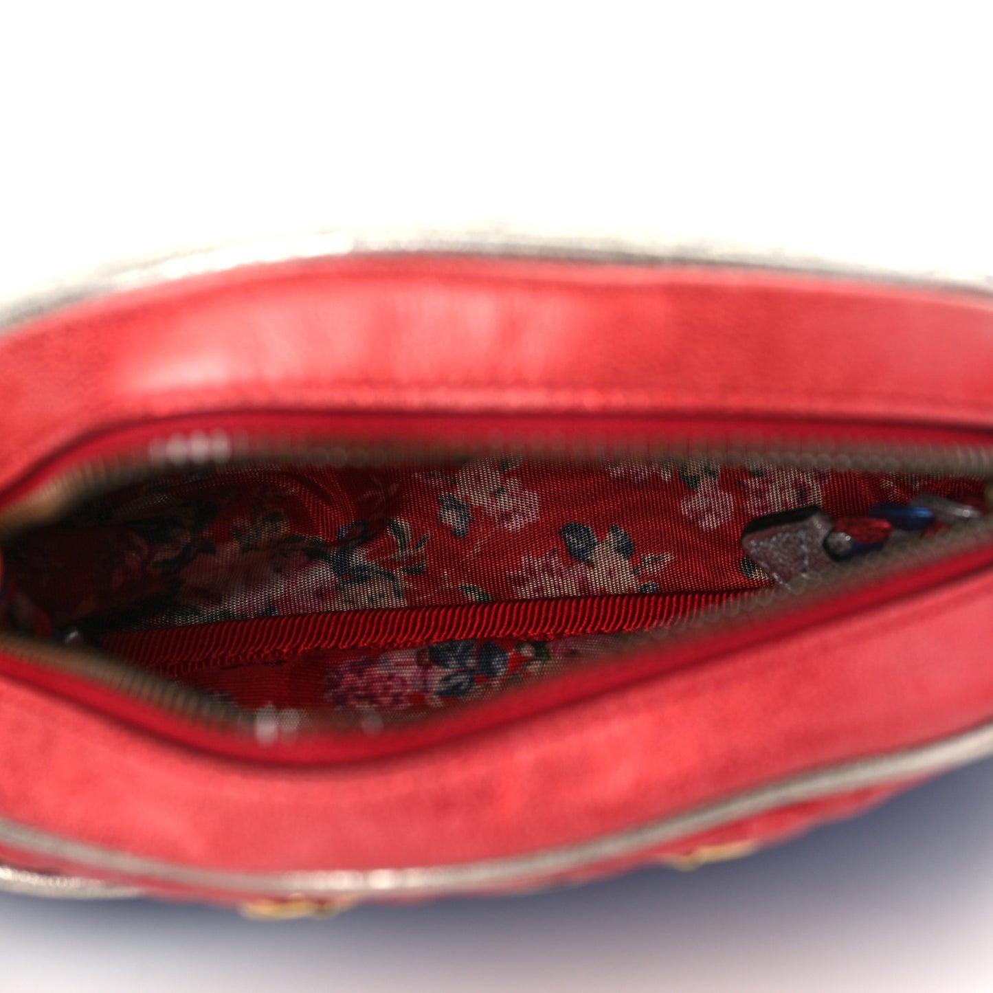 Laminated Nappa Trapuntata Mini Zumi Dome Shoulder Bag Rosso Marine Argento