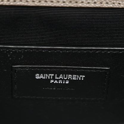 Saint Laurent Grain De Poudre Textured Mixed Matelasse Triquilt Small Monogram Satchel Taupe 6 of 10