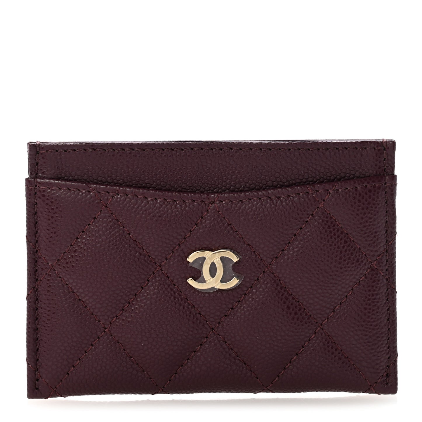 Caviar Quilted Card Holder Burgundy