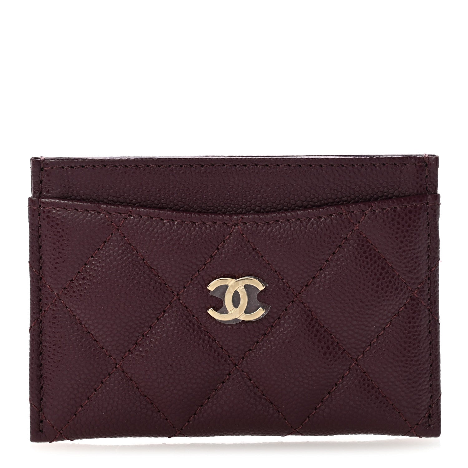 Chanel Caviar Quilted Card Holder Burgundy 1 of 9