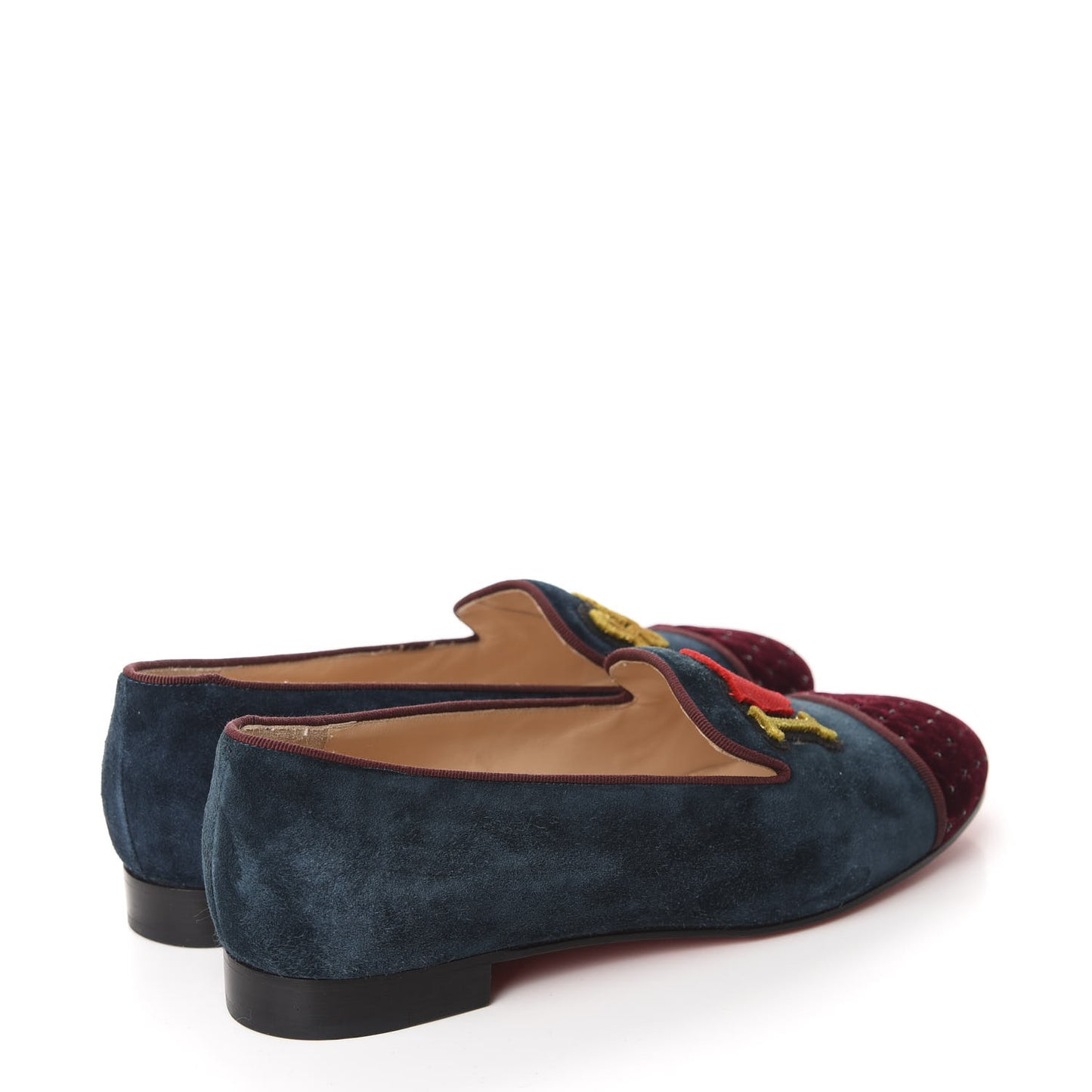 Velvet Veau Velours Cap Toe I Love My Loubies Loafers 37.5 Rouge Imperial Blue Kohl