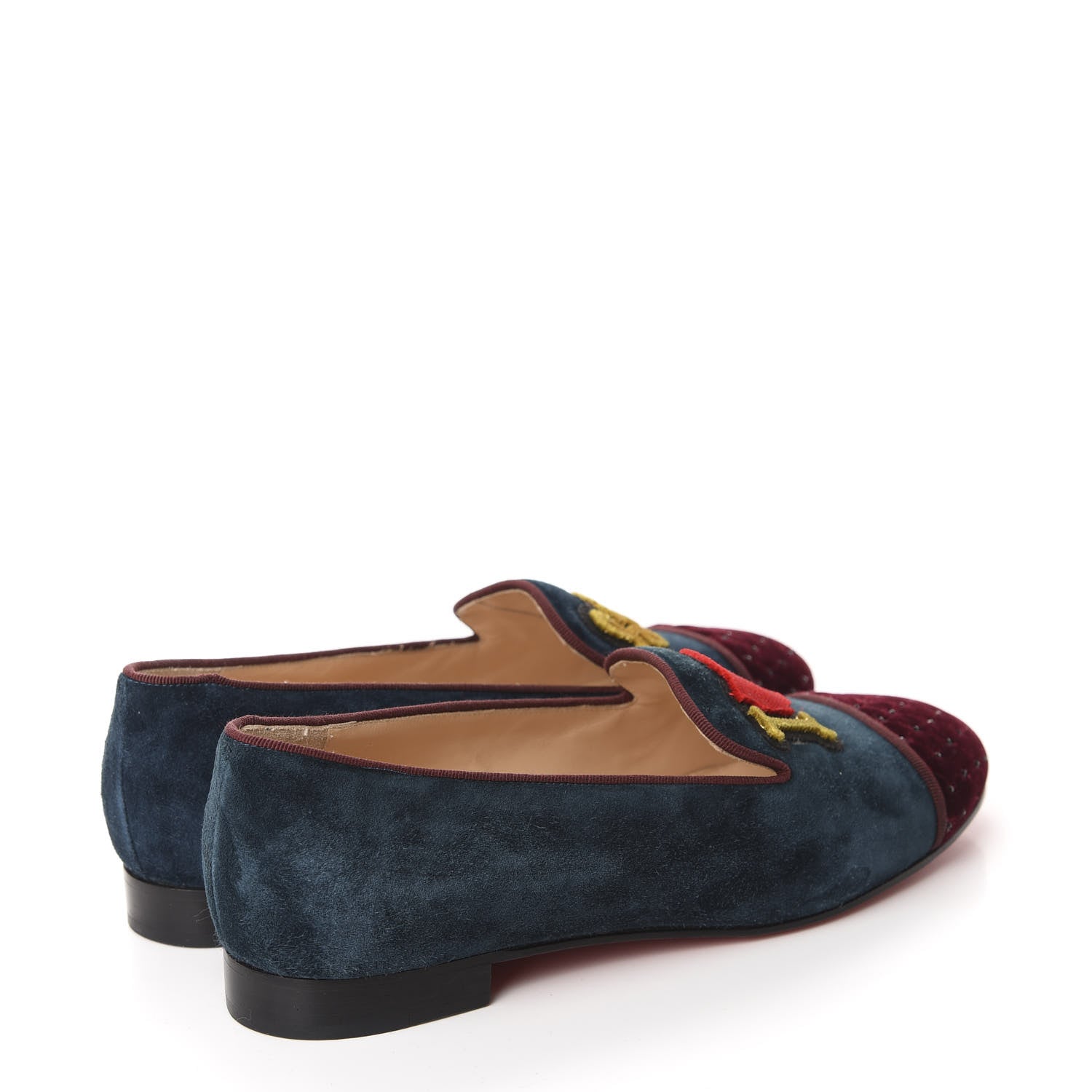 Christian Louboutin Velvet Veau Velours Cap Toe I Love My Loubies Loafers 37.5 Rouge Imperial Blue Kohl 4 of 10