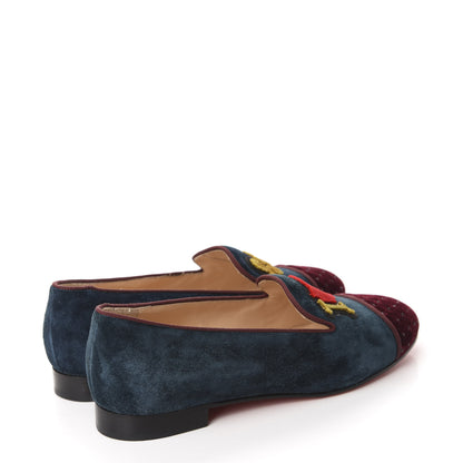 Christian Louboutin Velvet Veau Velours Cap Toe I Love My Loubies Loafers 37.5 Rouge Imperial Blue Kohl 4 of 10