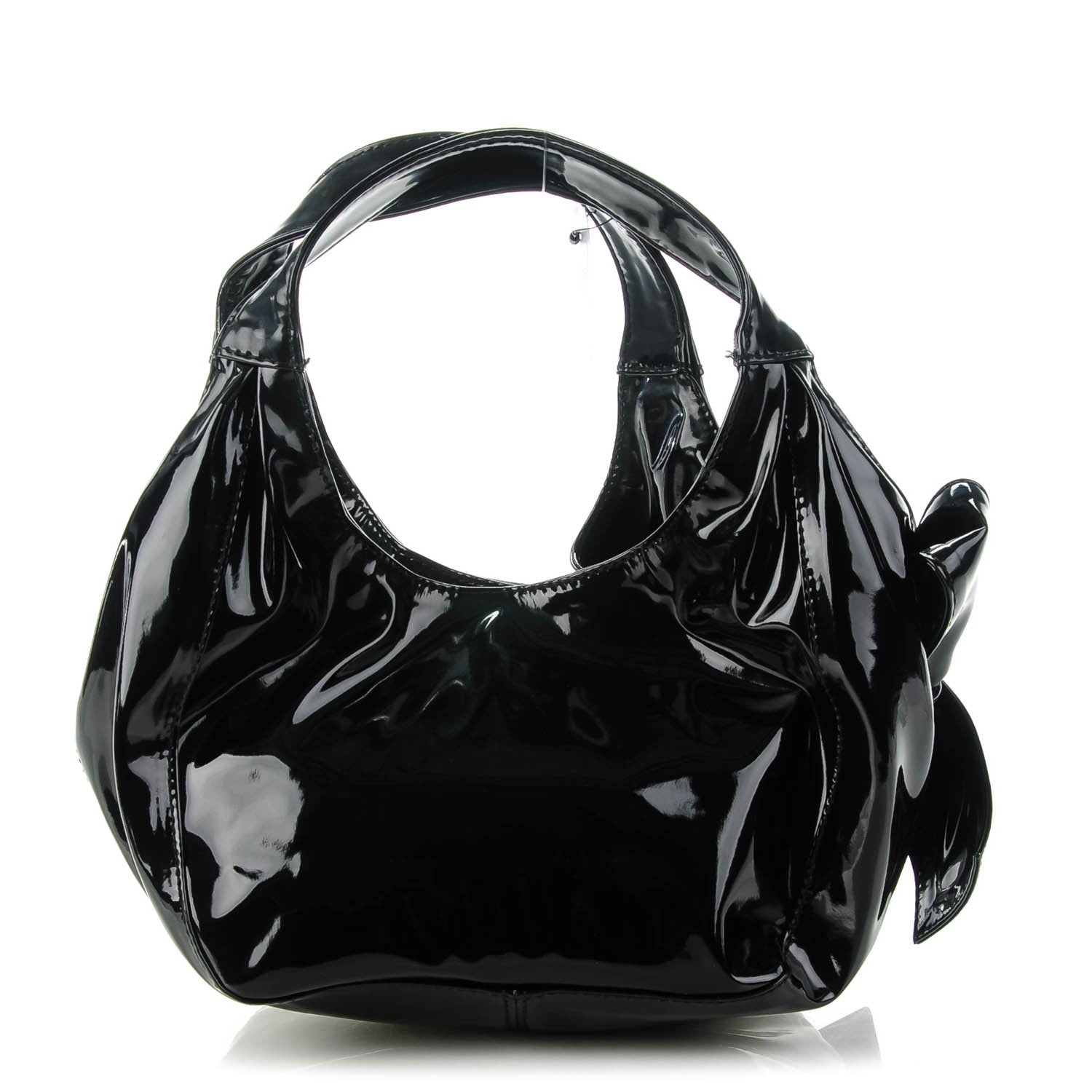 Valentino Garavani Patent Lacca Mini Nuage Bow Hobo Black 1 of 7