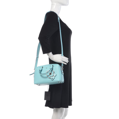 MCM Calfskin Small Cherry Blossom Ella Boston Liquid Blue 2 of 9