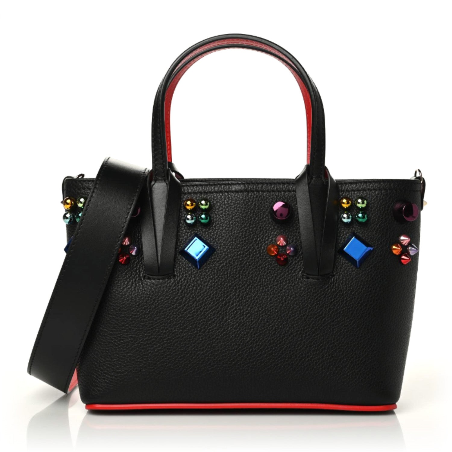 Christian Louboutin Calfskin Embellished Mini East West Cabata Tote Black 1 of 10