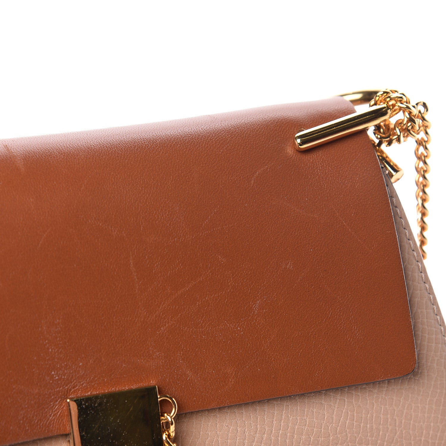 Chloe Grained Calfskin Lambskin Bi-Color Drew Shoulder Bag Powder Beige Mustard 7 of 12