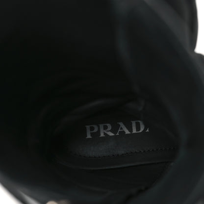 Prada Spazzolato Rois Re-Nylon Metal Triangle Logo Monolith Pouch Pocket 55mm Tall Combat Boots 40 Black 7 of 9