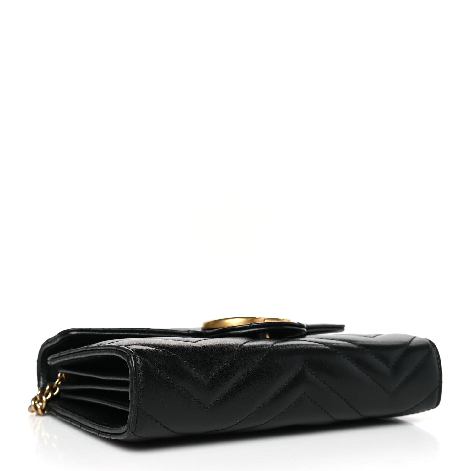 Gucci Calfskin Matelasse GG Marmont Chain Wallet Black 4 of 10