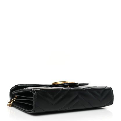 Gucci Calfskin Matelasse GG Marmont Chain Wallet Black 4 of 10