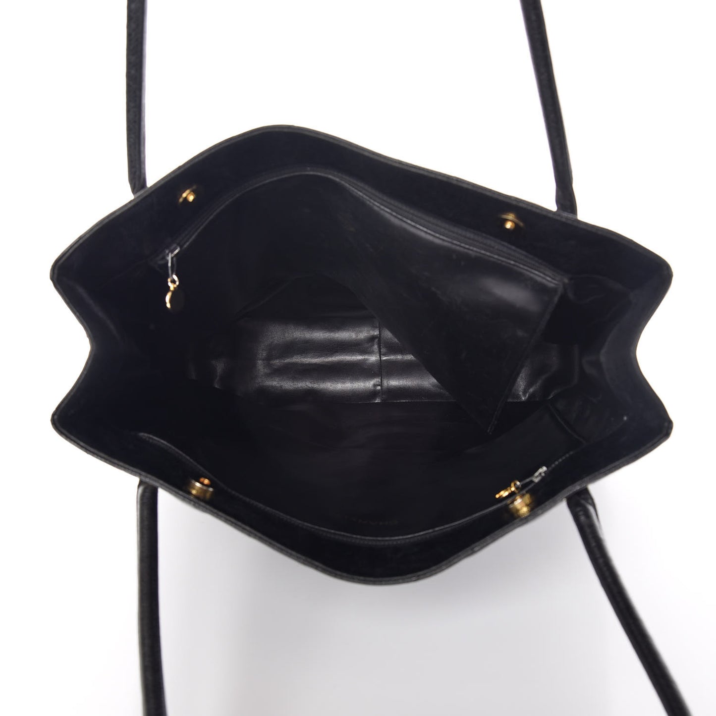 Caviar Chevron Quilted Shoulder Bag Black
