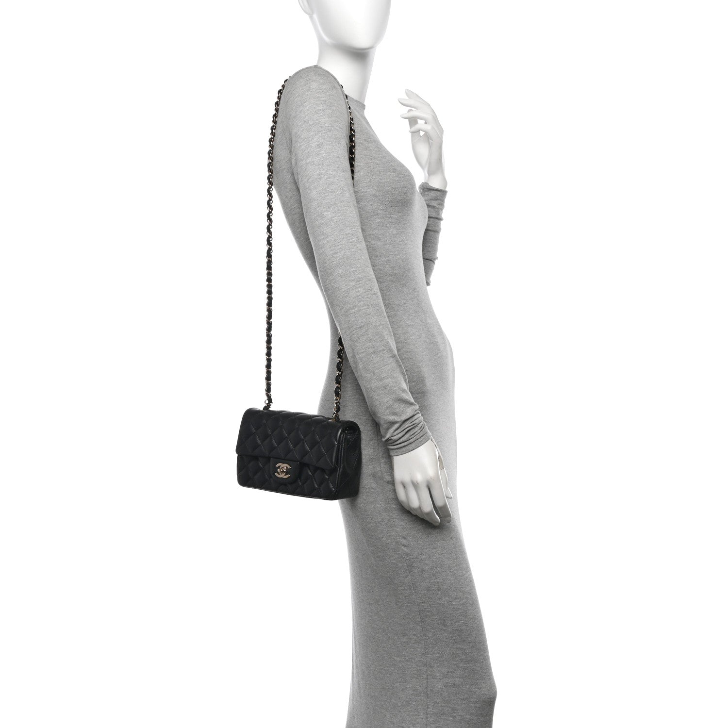 Chanel Lambskin Quilted Mini Rectangular Flap Black 2 of 10